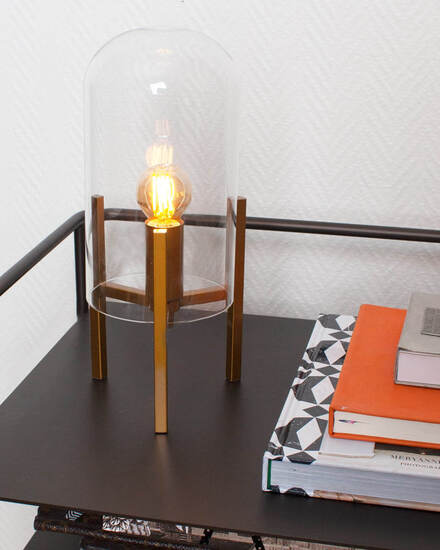 matt/clear gold Rydéns Table | Smokey By lamp